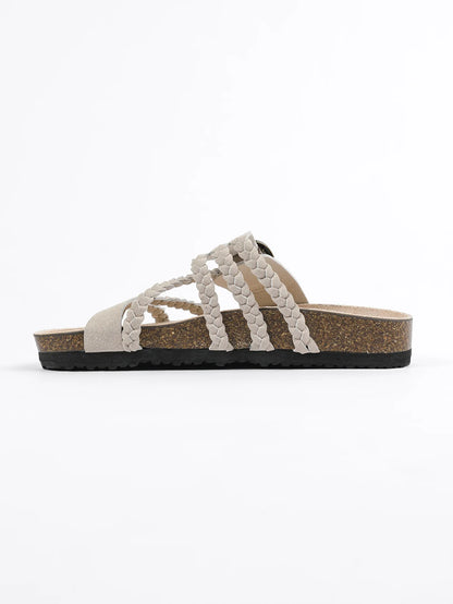 Women's Stylish Beach Flip-Flops Sandals with Faux Leather Insoles Adjustable Buckle Easy to Wear Comfortable for Summer