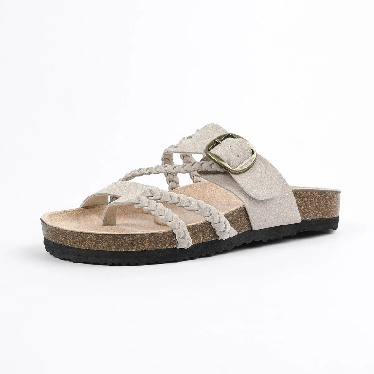 Women's Stylish Beach Flip-Flops Sandals with Faux Leather Insoles Adjustable Buckle Easy to Wear Comfortable for Summer