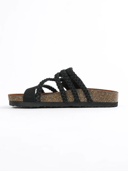 Women's Stylish Beach Flip-Flops Sandals with Faux Leather Insoles Adjustable Buckle Easy to Wear Comfortable for Summer