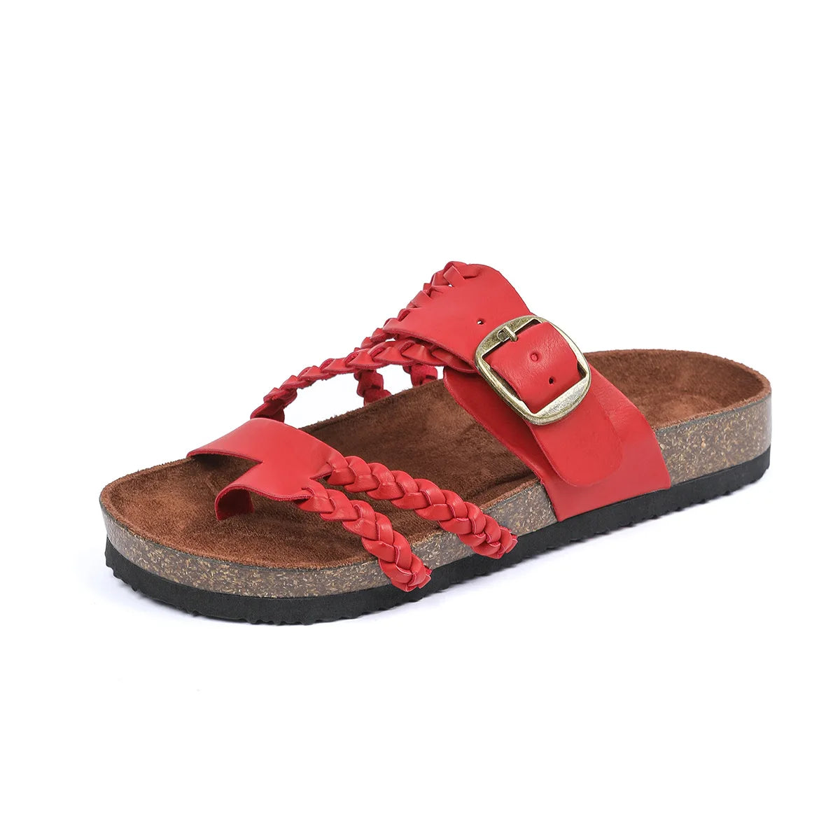 Women's Stylish Beach Flip-Flops Sandals with Faux Leather Insoles Adjustable Buckle Easy to Wear Comfortable for Summer