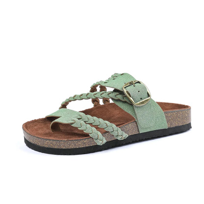 Women's Stylish Beach Flip-Flops Sandals with Faux Leather Insoles Adjustable Buckle Easy to Wear Comfortable for Summer