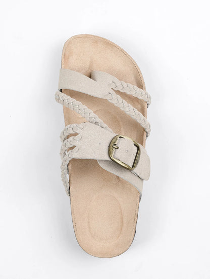 Women's Stylish Beach Flip-Flops Sandals with Faux Leather Insoles Adjustable Buckle Easy to Wear Comfortable for Summer