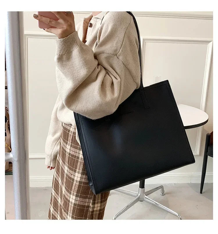 Women's Tote Bag Women Handbags Large Capacity Female Luxury High Quality PU Leather Simple Designer Shoulder Bag Сумка Женская