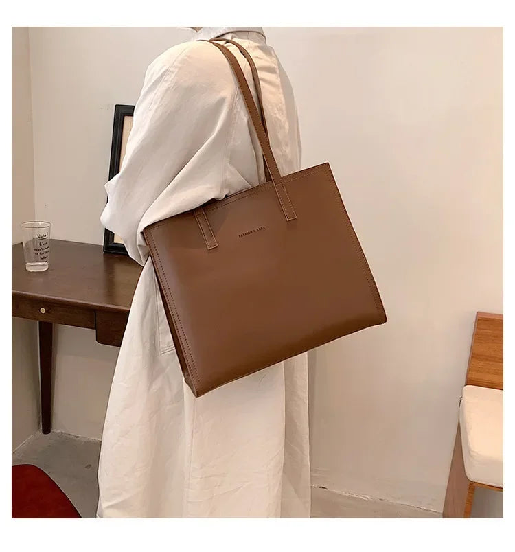 Women's Tote Bag Women Handbags Large Capacity Female Luxury High Quality PU Leather Simple Designer Shoulder Bag Сумка Женская