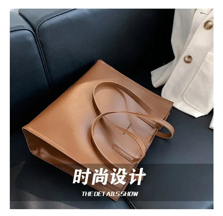 Women's Tote Bag Women Handbags Large Capacity Female Luxury High Quality PU Leather Simple Designer Shoulder Bag Сумка Женская