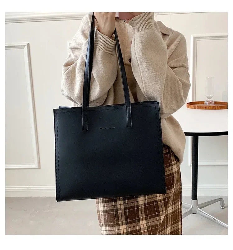 Women's Tote Bag Women Handbags Large Capacity Female Luxury High Quality PU Leather Simple Designer Shoulder Bag Сумка Женская