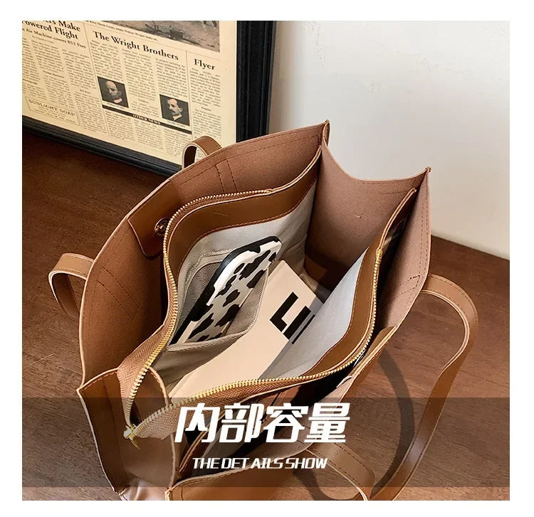 Women's Tote Bag Women Handbags Large Capacity Female Luxury High Quality PU Leather Simple Designer Shoulder Bag Сумка Женская