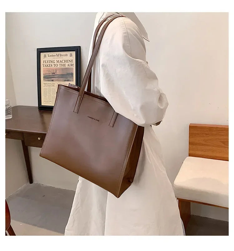 Women's Tote Bag Women Handbags Large Capacity Female Luxury High Quality PU Leather Simple Designer Shoulder Bag Сумка Женская