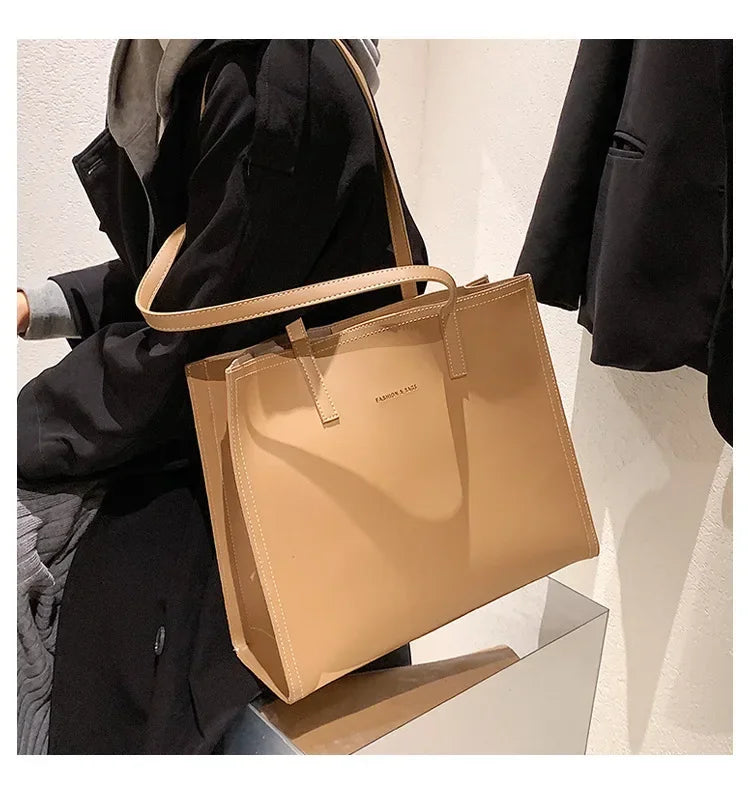 Women's Tote Bag Women Handbags Large Capacity Female Luxury High Quality PU Leather Simple Designer Shoulder Bag Сумка Женская